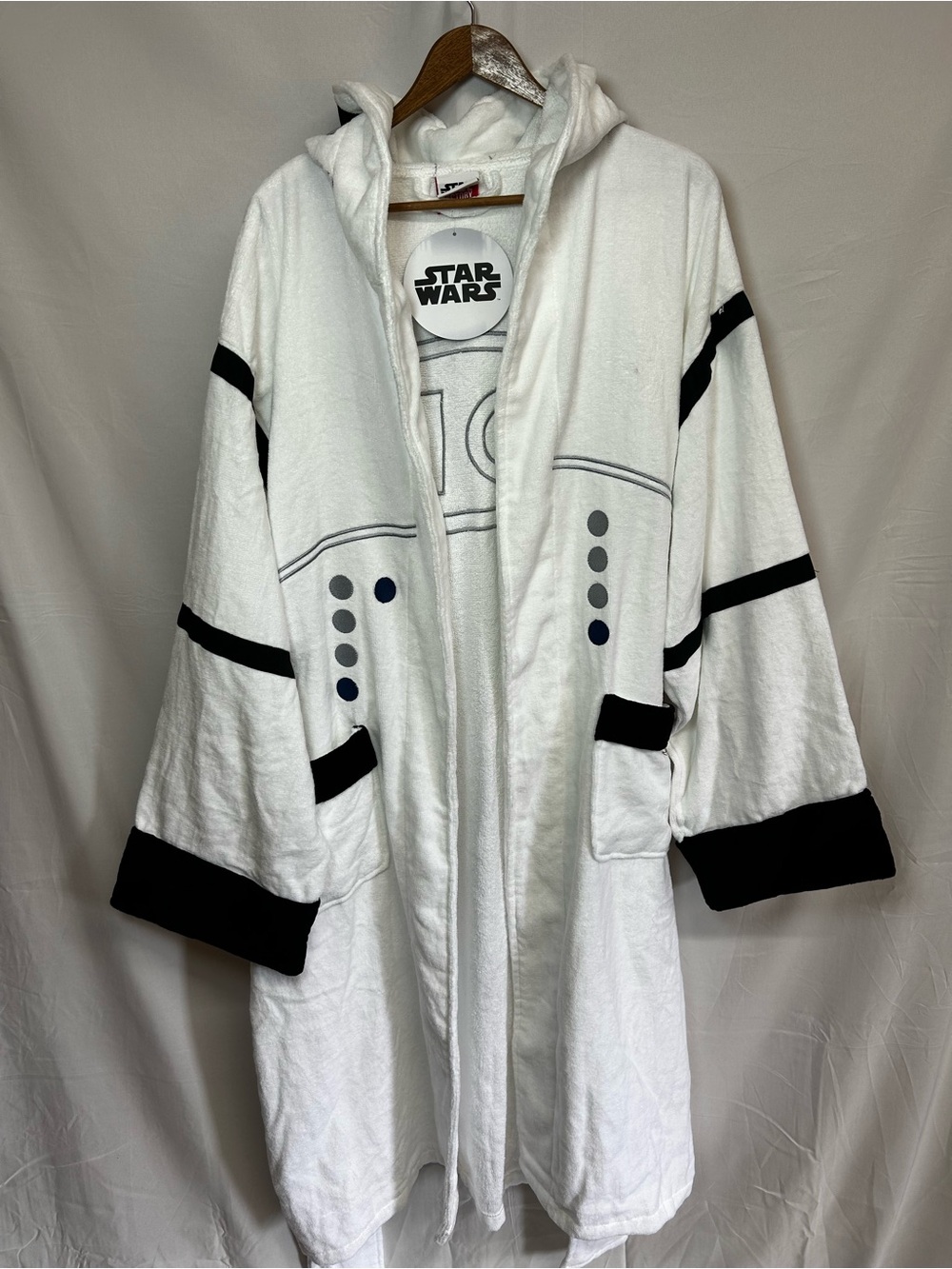 Star Wars White Hooded Stormtrooper-Inspired Robe Coat with Black Accents